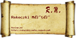 Rekeczki Máté névjegykártya